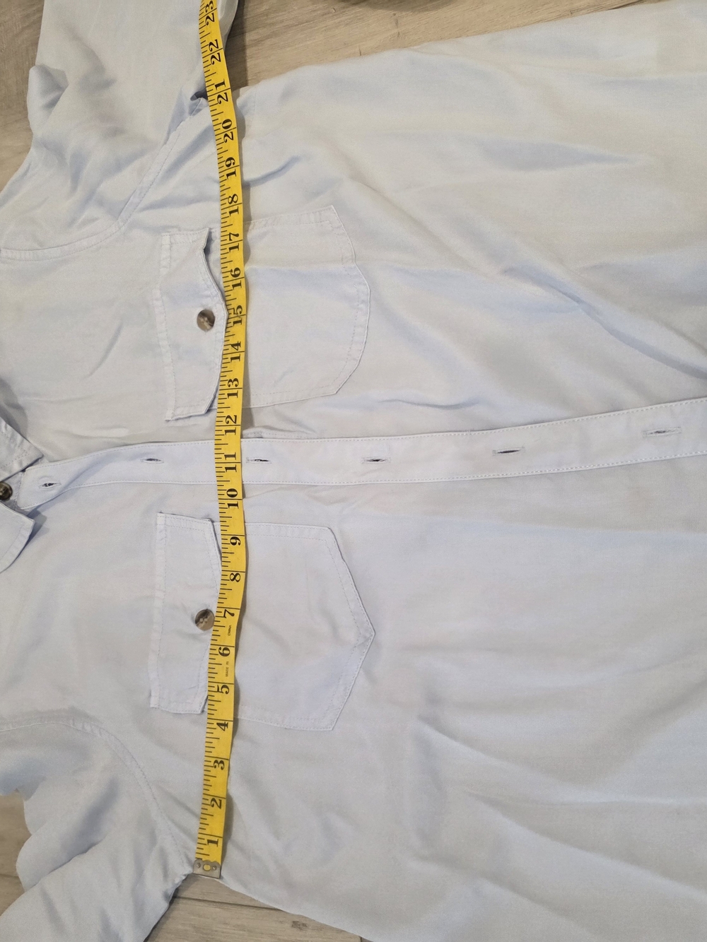 NWT Addition Elle Light Blue Lyocell Button Front Utility Shirt Size XT - Picture 11 of 13